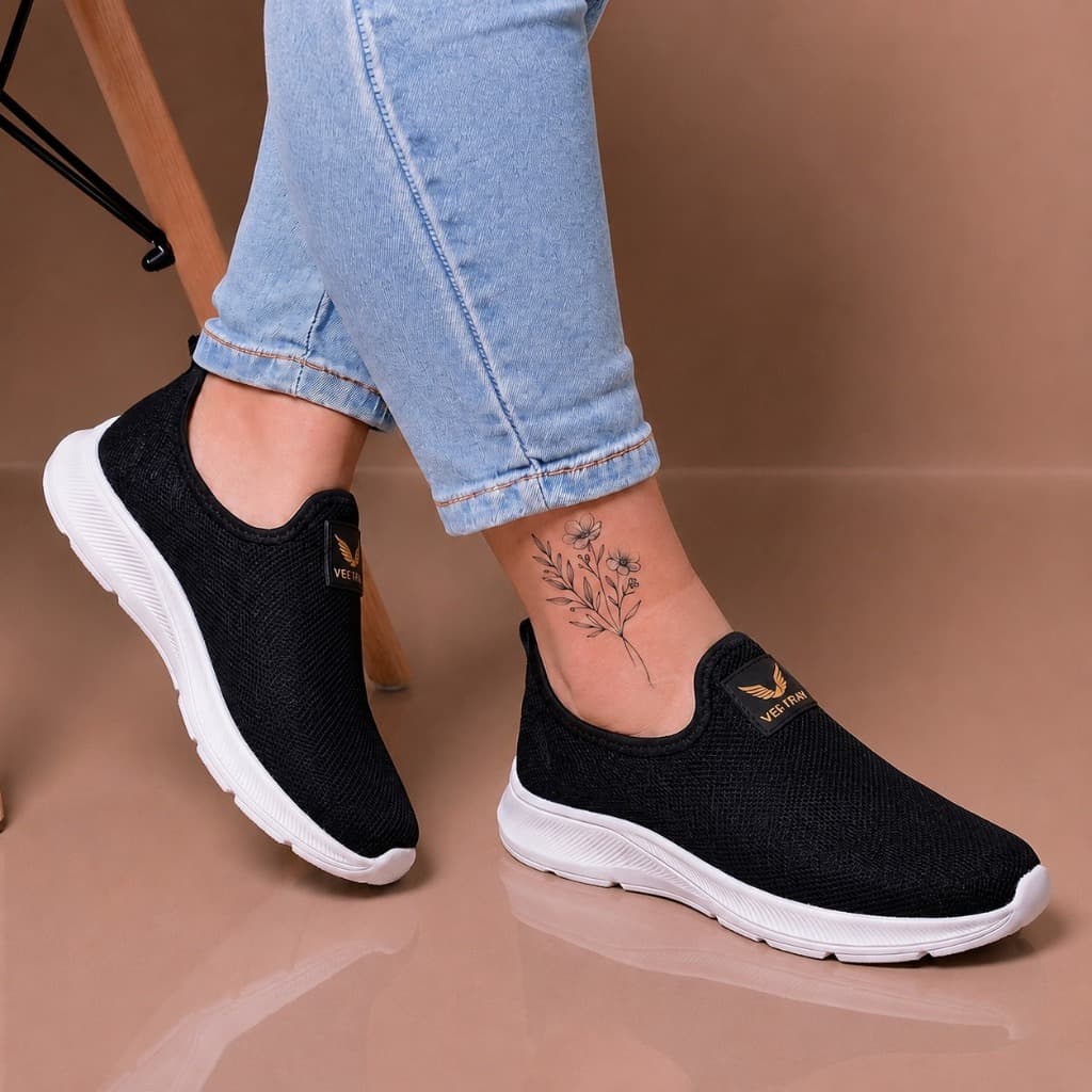 Tênis Feminino Casual Meia Leve Flexível Botinha Slip On