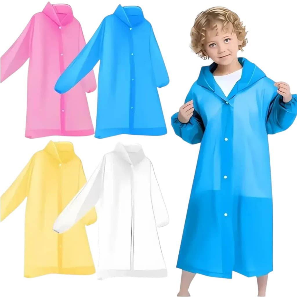 Capa De Chuva Infantil Com Capuz Impermeável