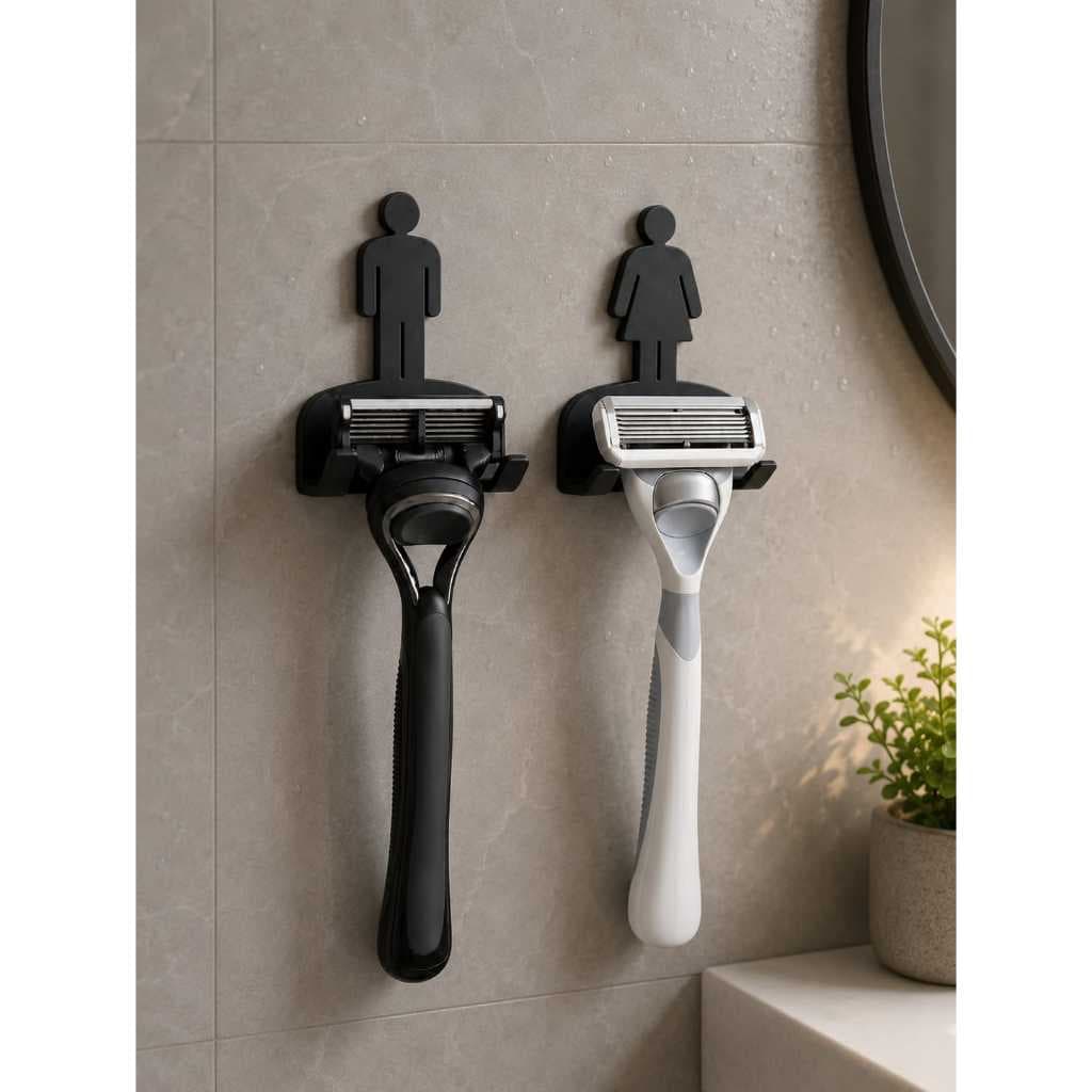 Suporte Lâmina de Barbear Parede com Fita 3M Organizador Banheiro Masculino/Feminino