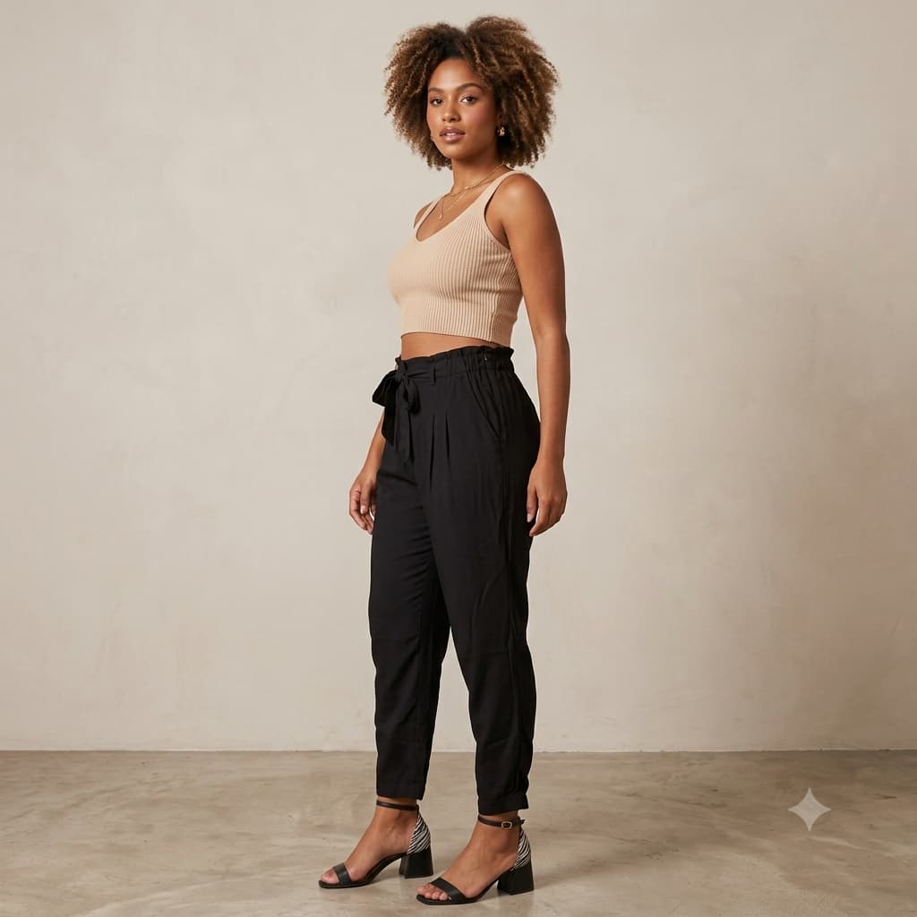 Calça Feminina Estilo Pantacourt Com Elastano tecido leve
