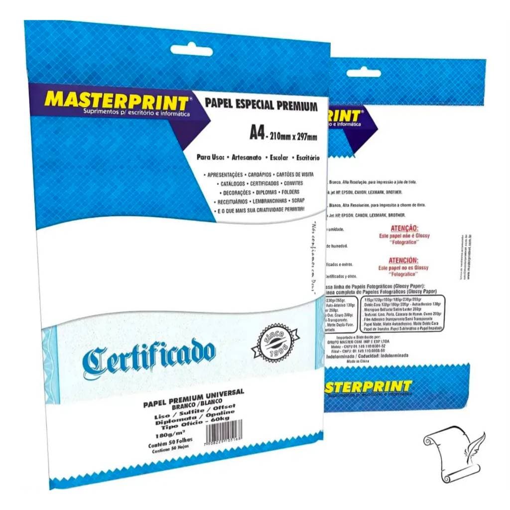 Masterprint Papel Premium Offset 120m2 A4 - 50 Folhas