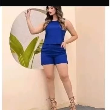 conjunto de linho shorts e blusa com detalhes na lateral com bolsos