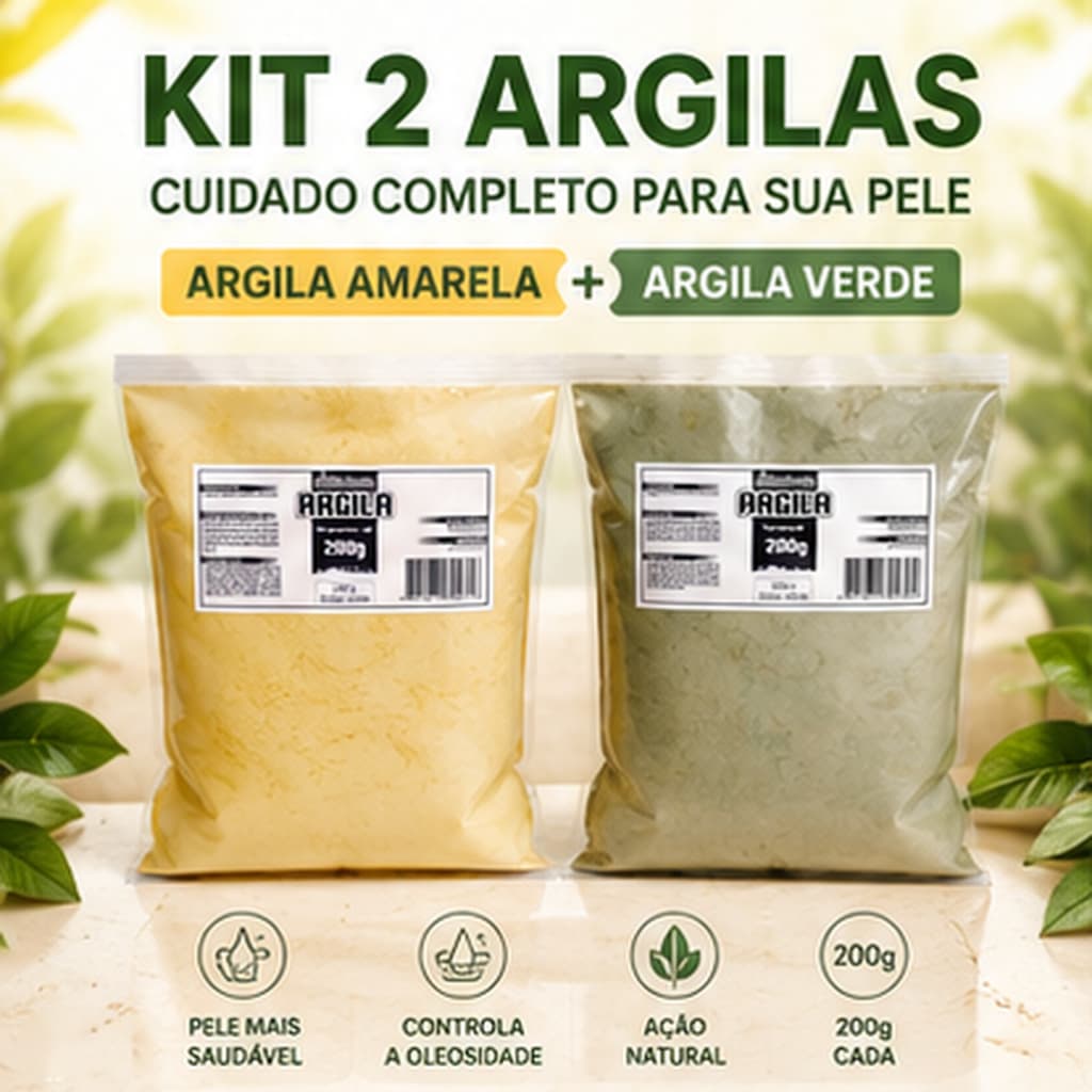 Kit 2 argilas 200g Daessencia (Amarela e Verde)