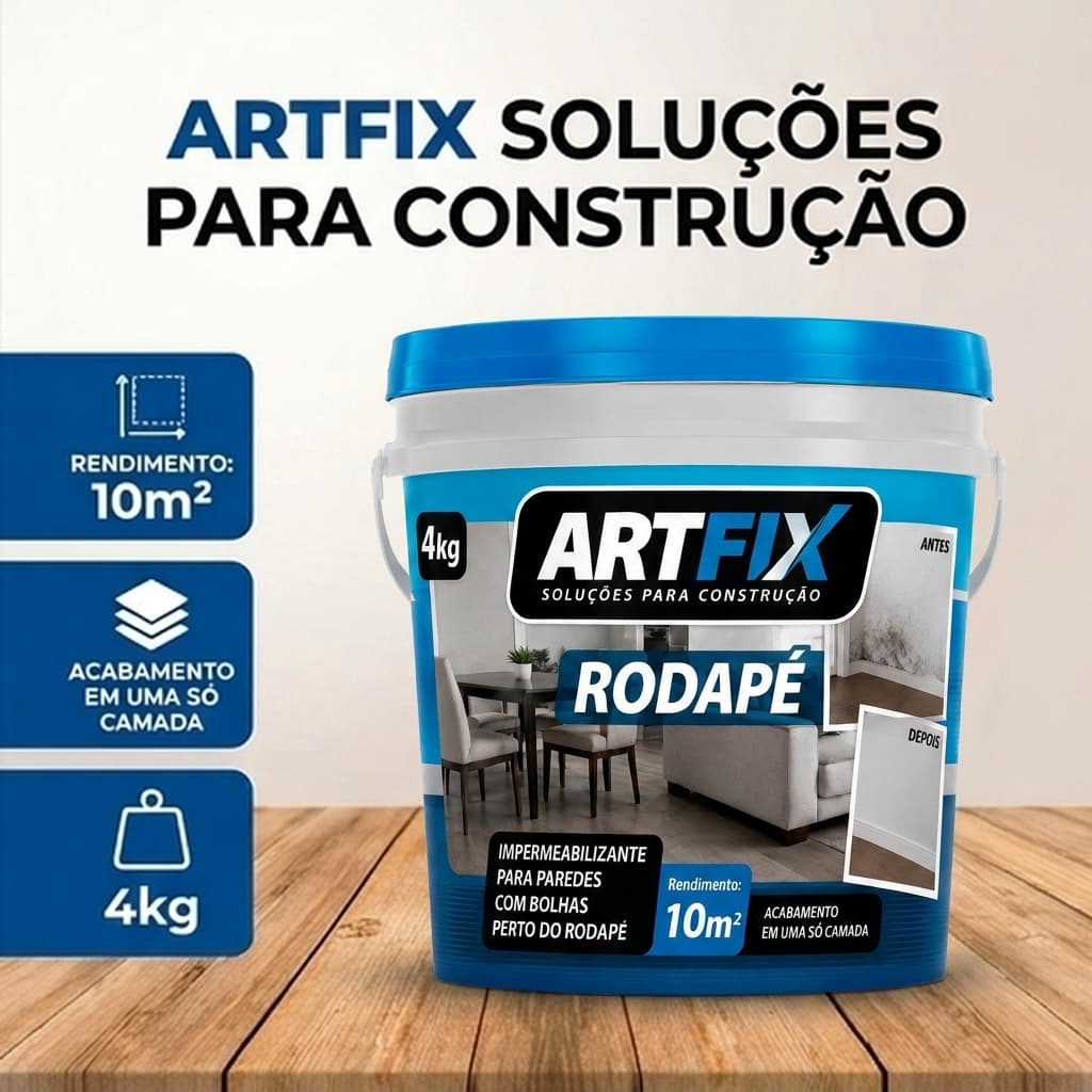 Rodapé 4KG Contra Umidade e Infiltrações para Paredes Impermeabiliza