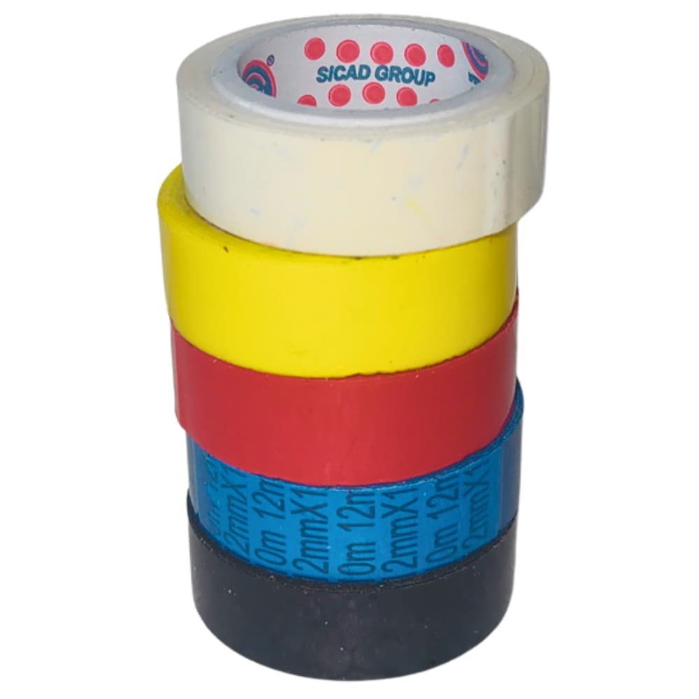 Fita Adesiva Colorida 12mmx10m - Kit com 5 Cores Mistas - Eurocel Durex
