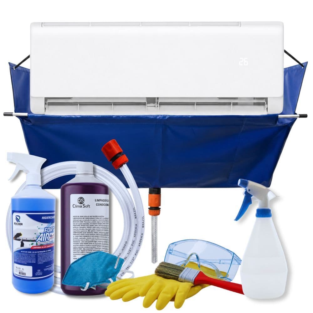Kit Limpeza Ar Condicionado Split Bolsa Coletora de 30.000 btus + Kit limpeza + Pulverizador 500 ml