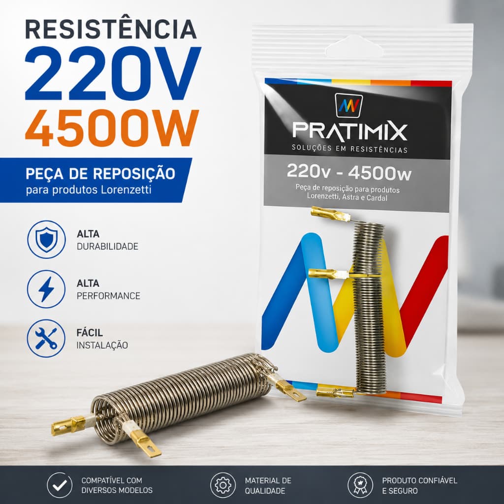 Resistência Para Lorenzetti Maxi Ducha Relax Torneira Elétrica Astra 220V 4500W Cardal Suprema