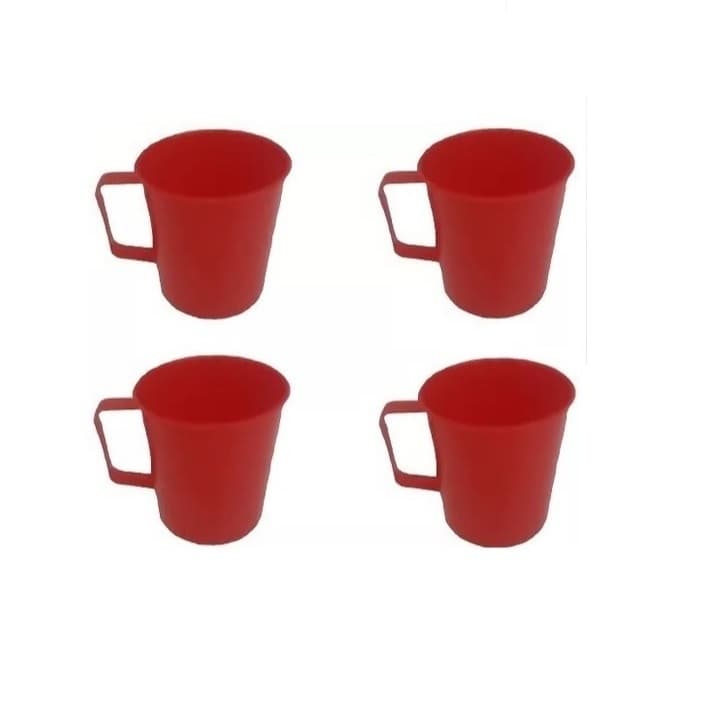 Kit 200 Caneca Plástica Vermelha Para Merenda Escolar 300 Ml