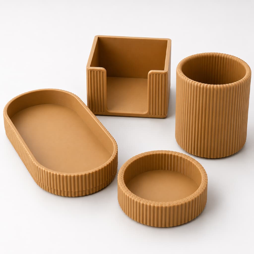 Kit Organizador de Mesa Escritório 4 Peças Porta Caneta Porta Post-it Bandeja Multiuso Porta Clips