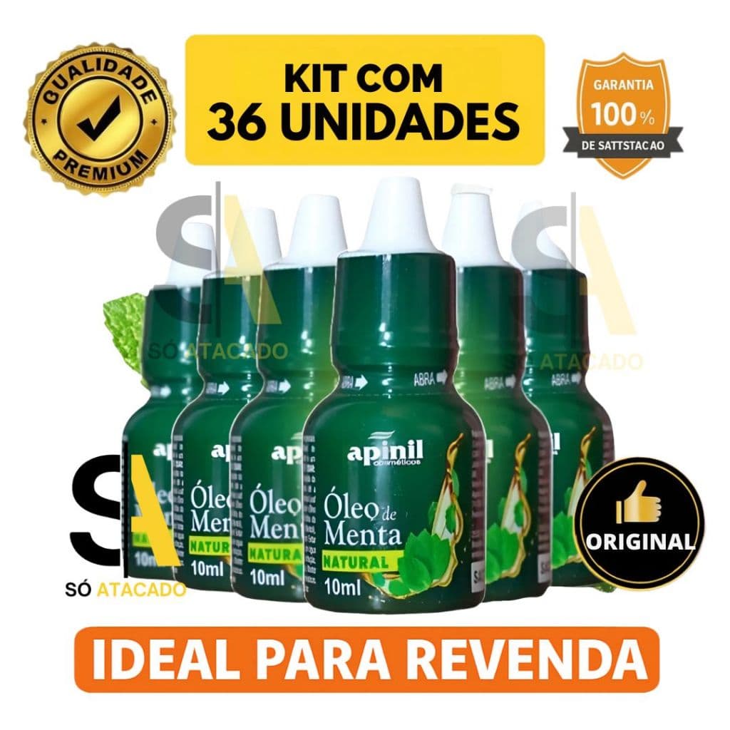 KIT 36 Óleo de Menta 10ml APINIL – Menta Pura Original – Ideal Revenda Atacado - Com Nota Fiscal