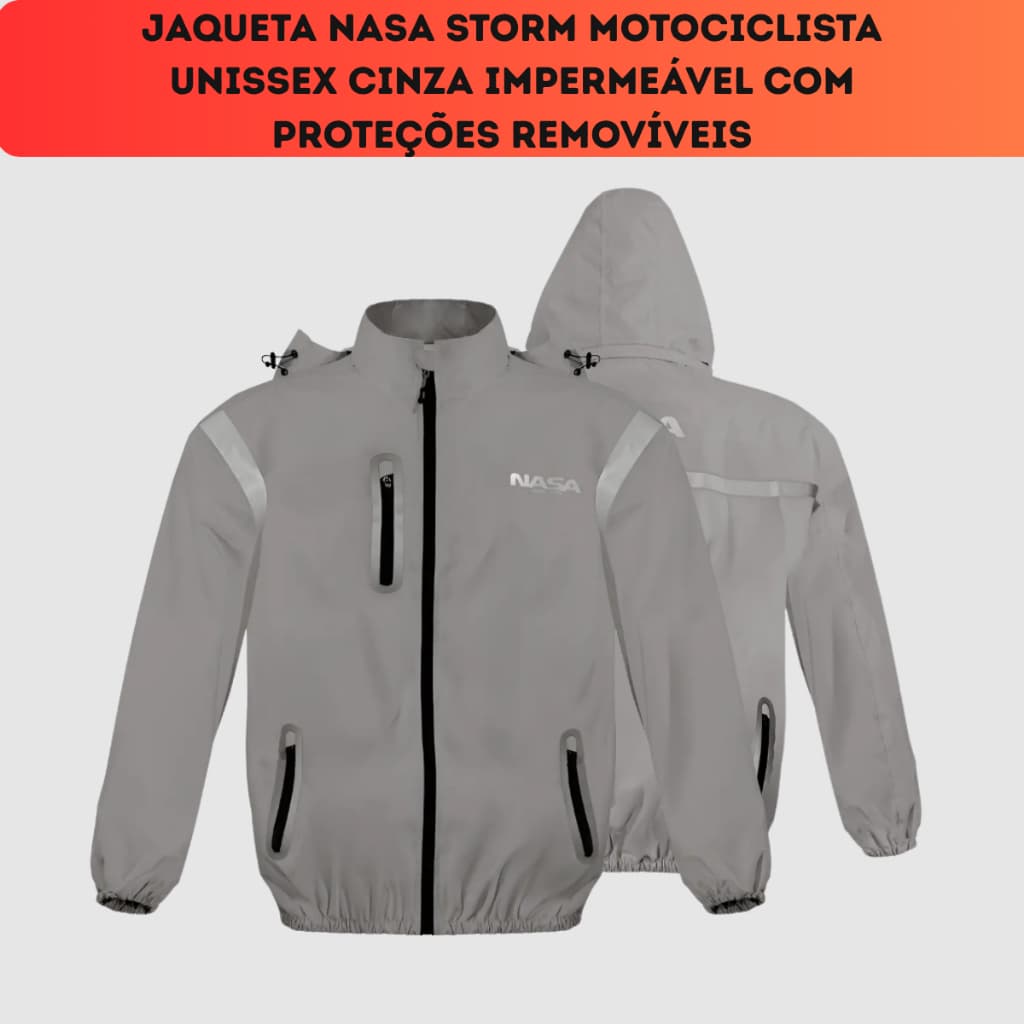 Jaqueta Motociclista Corta Vento Impermeável Cinza Unissex