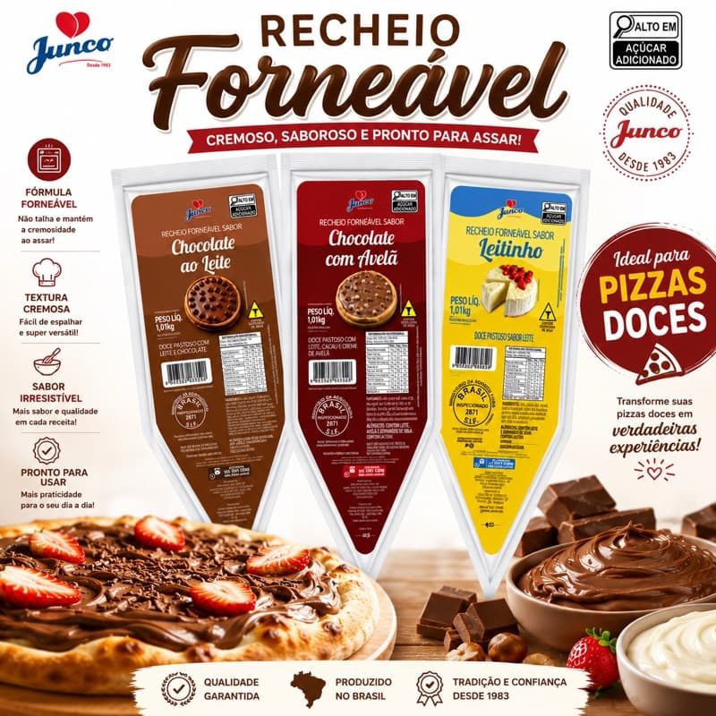 Bisnaga Recheio e Cobertura Forneavel 1,01kg Sores Chocolate I Avelã I Leitinho I Ideal para pizza