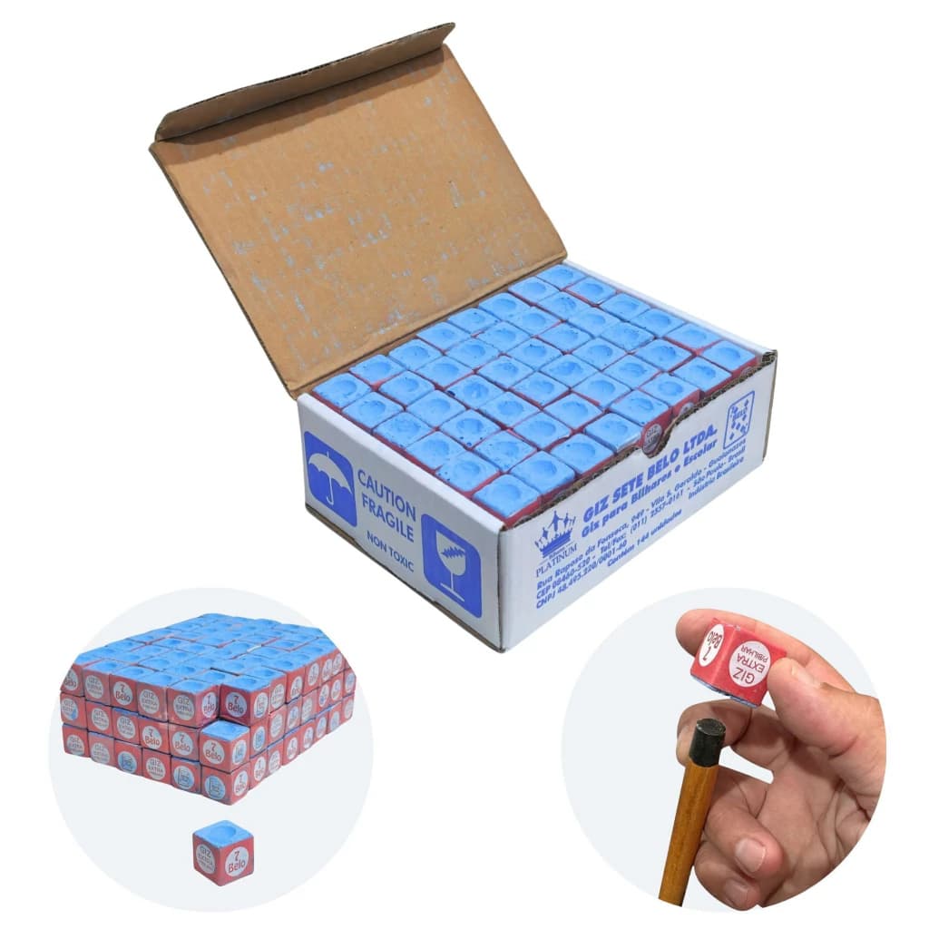 Caixa Giz Azul 7 Bello Para Bilhar / Sinuca / Snooker - 144 unidades