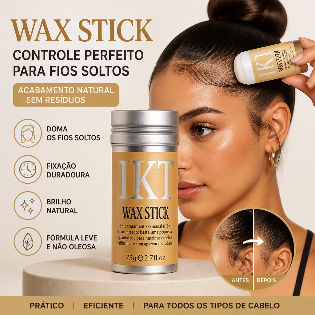 IKY Wax Stick Bastão De Cera Para Cabelo Profissional Linha De Liso Não Frizado Controle Borda 75G
