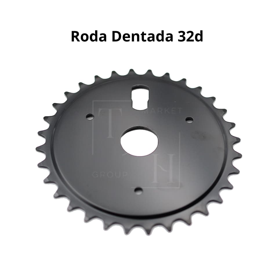 Coroa Engrenagem Dentada de 32 dentes 2,20mm para Pedivela Monobloco 114mm Bike Infantil aro 12 e 16