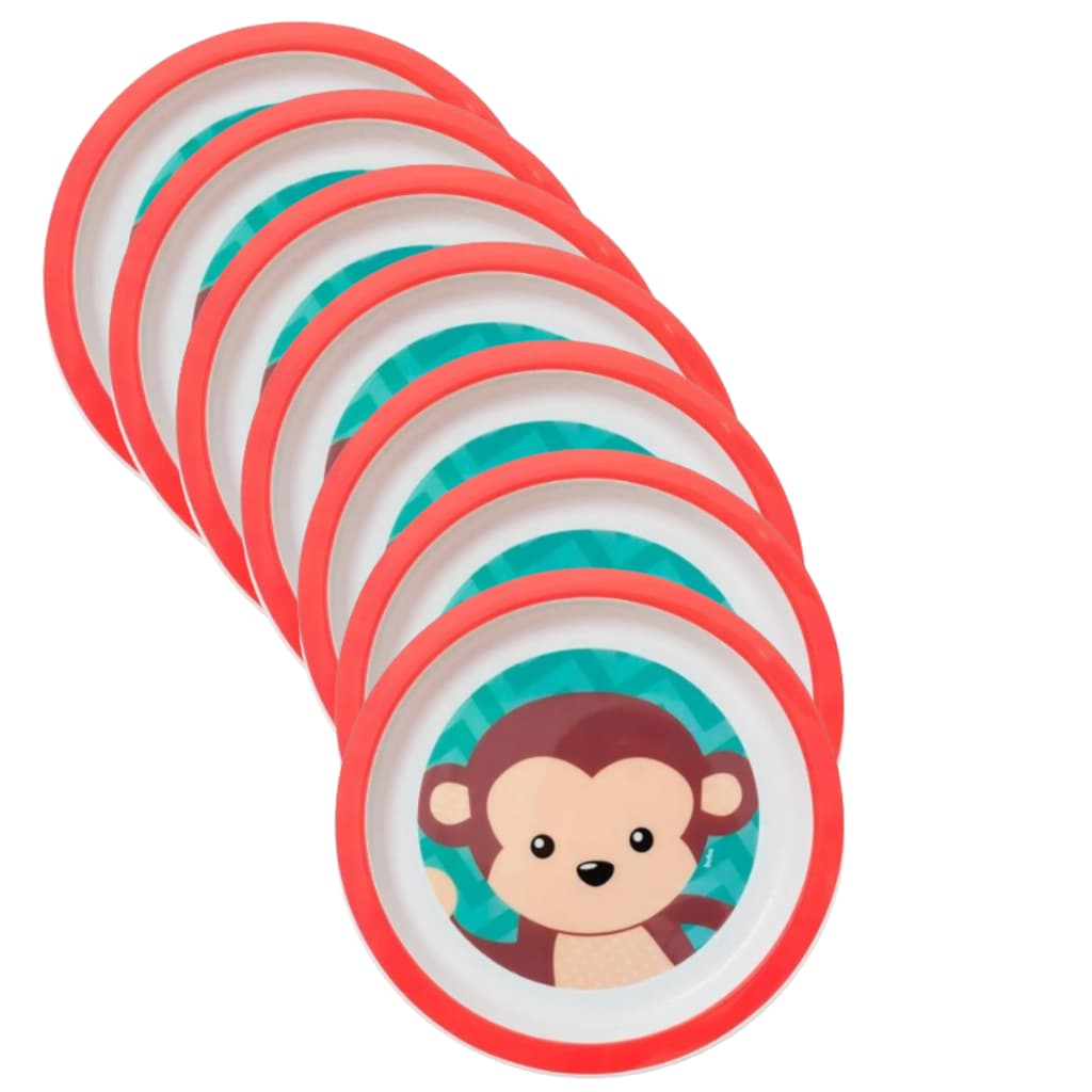 Kit 10 Pratos Buba Animal Fun Macaco Prato Infantil 21cm BPA free