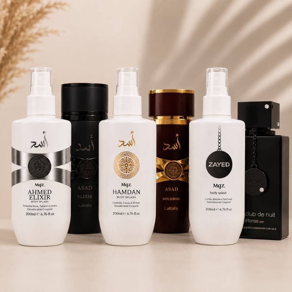 Kit Body Splash Árabe Ahmed (Asad), Handmam(Bourbon) e Zayed (Clube de Nuit) 200ml