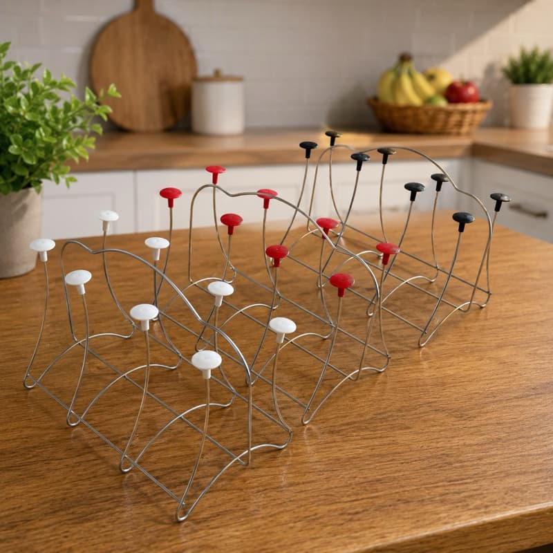Porta Copos de Mesa Aço Cromado Para 8 Copos -Escorredor Suporte Cozinha Envio de Cores Sortidas Preto,Branco e Vernelho