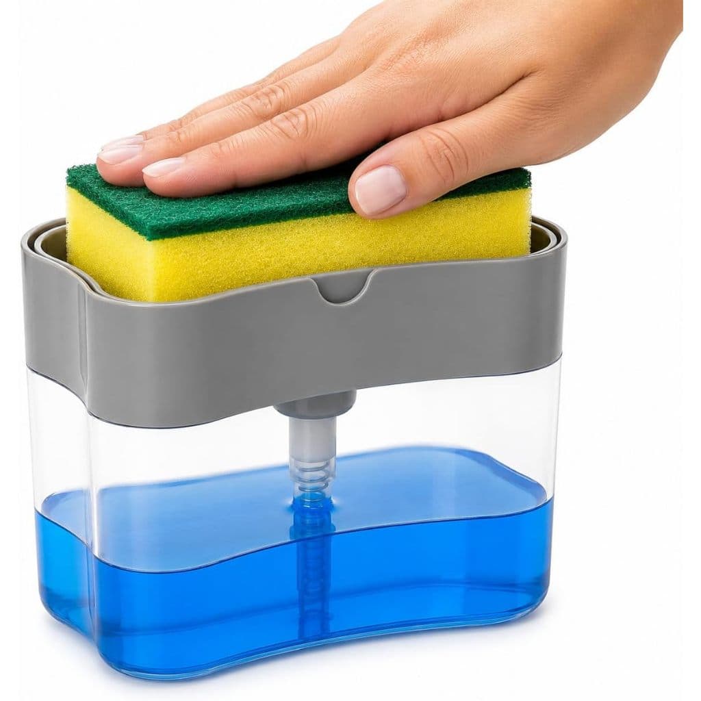 Dispenser De Detergente Automático + Porta Esponja 2 Em 1 Para Pia Cozinha Economiza Sabão