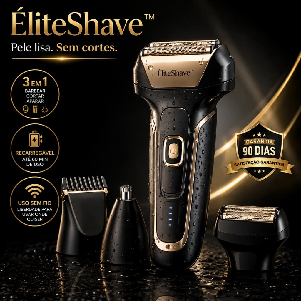 Barbeador Elétrico Kemei 3 em 1 Shaver Recarregável Sem Fio Aparador de Barba Cabelo Nariz Bivolt ÉliteShave™