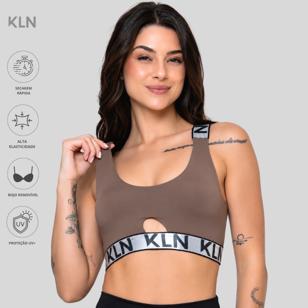 Top Fitness Feminino POLIAMIDA Entrada Bojo Alça Sustentação Zero Transparência KLN