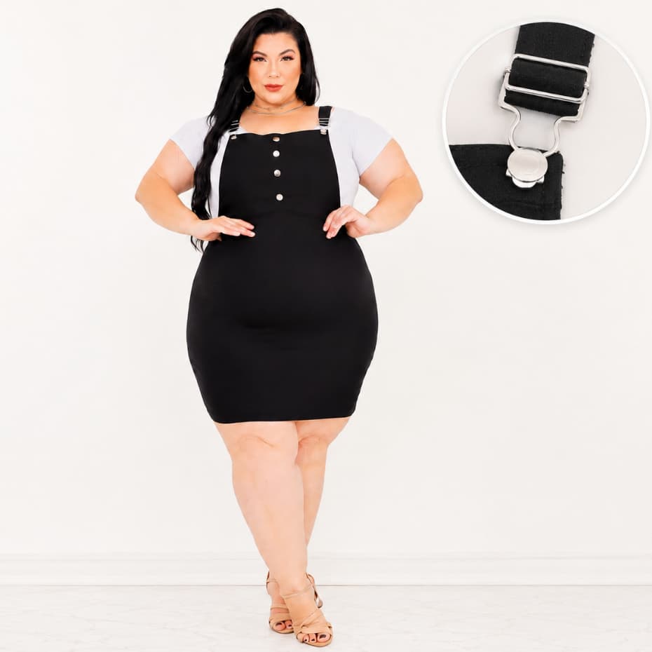Jardineira Feminina Plus Size Saia Suspensório Elegante Zero Transparência Confortável Chique