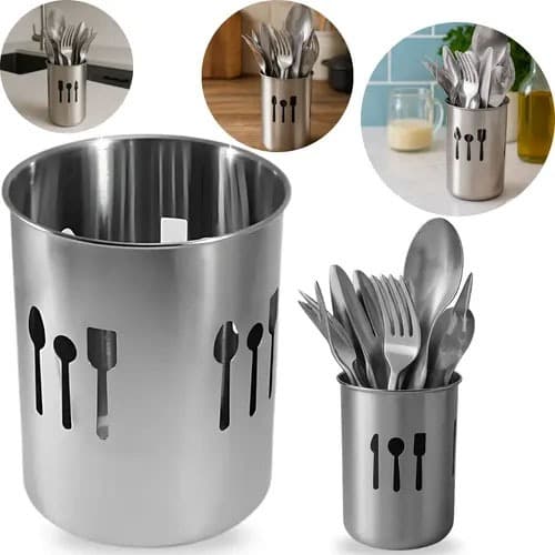 Porta Talheres Escorredor Aço Inox Vazado Cozinha Grande