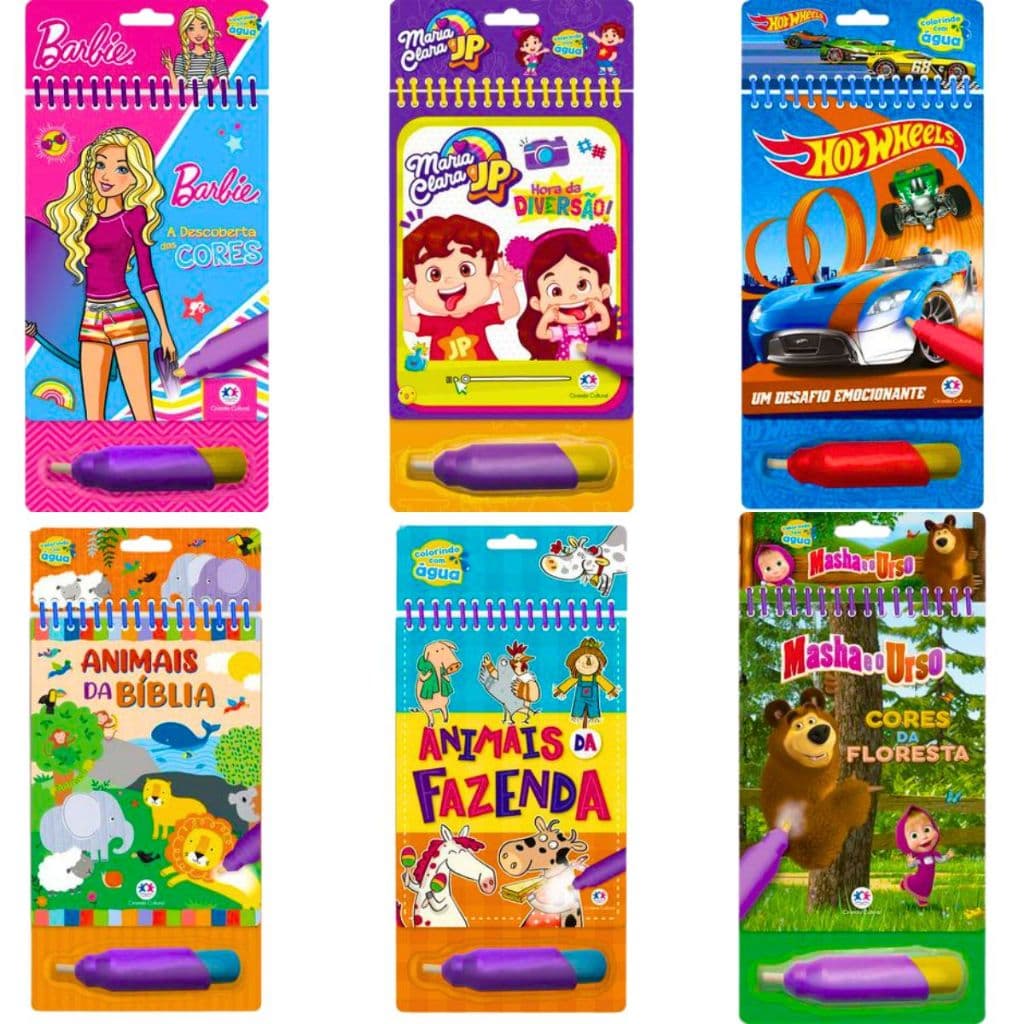 Livro de Colorir Infantil Aquabook Agua book Com Pincel