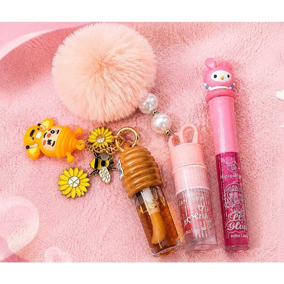 KIT Gloss- 3 gloss- gloss mel- gloss chaveiro