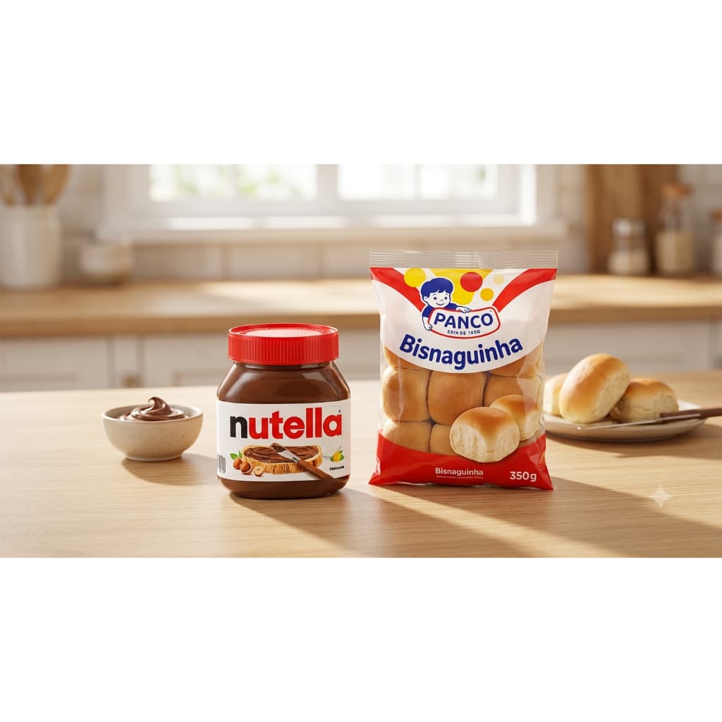 Kit Nutella Ferrero Creme De Avelã + Bisnaguinha Panco Original