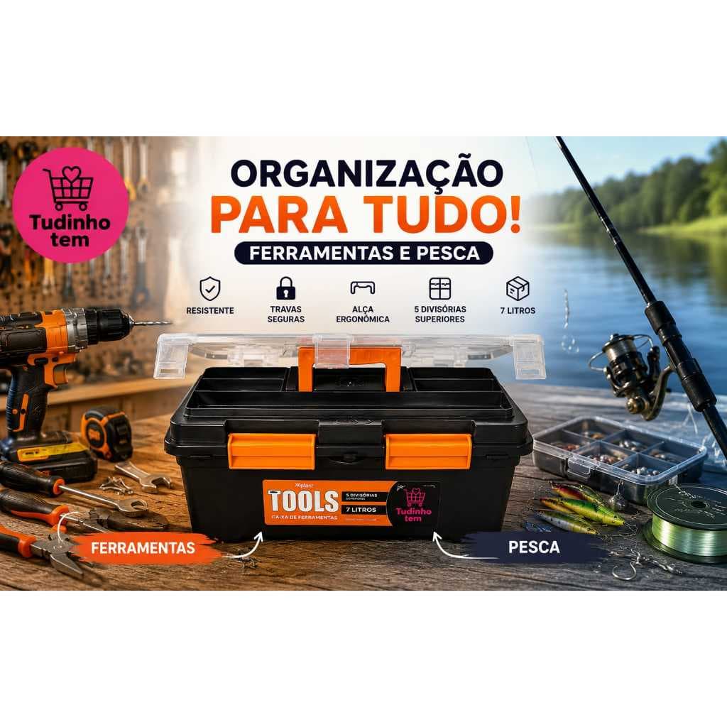 Maleta Organizadora 7 Litros com 5 Divisórias, Ferramentas, Pesca e Uso Geral