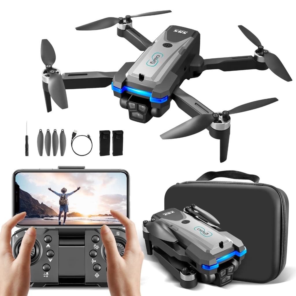 Drone Novo S8S Pro Max 4K HD, Câmera Tripla, Motores Sem Escovas, 2 Baterias Inclusas, Alcance 200m