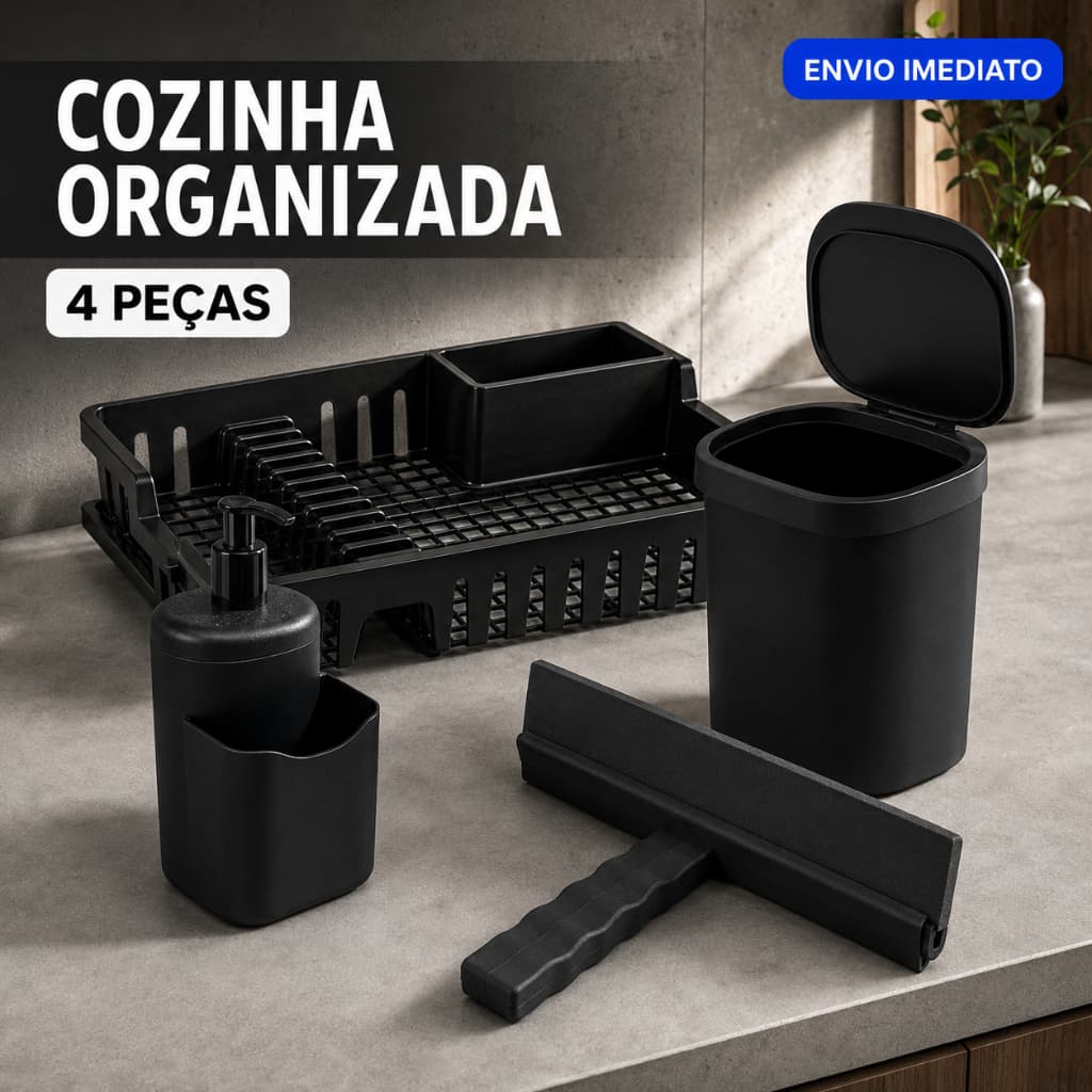 Dispenser de Detergente 500ml Com Porta Esponja Bico Dosador Para Pia de Cozinha