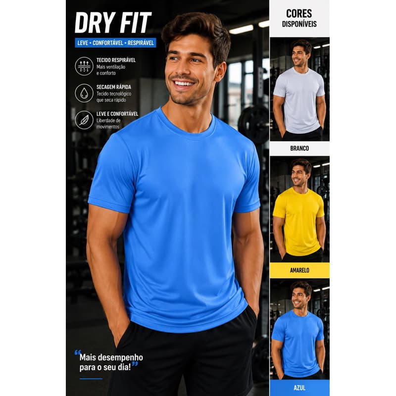 Camiseta Dry Fit Masculina Academia Esportiva Respirável Treino Corrida Fitness