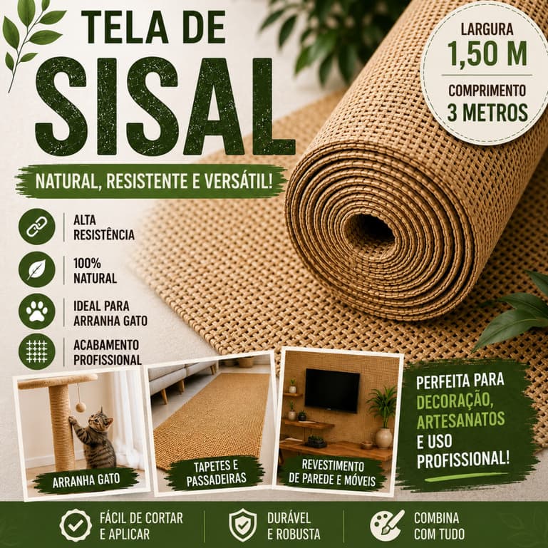 Tela / Tecido Sisal  Larg. 1,50m X 3m Apaeb