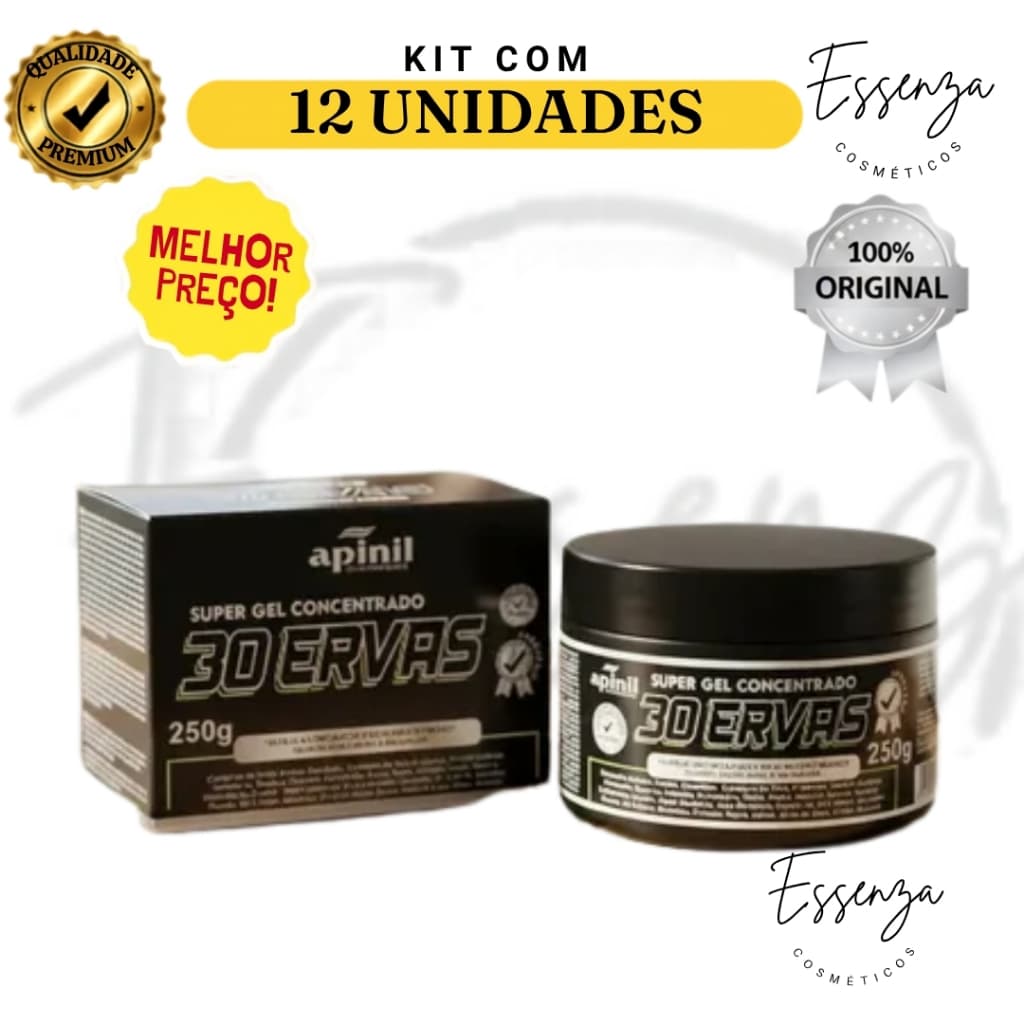 12 UND SUPER GEL CONCENTRADO 30 ERVAS 250g Massageador Refrescante Para Massagem Corporal - ALÍVIO MUSCULAR