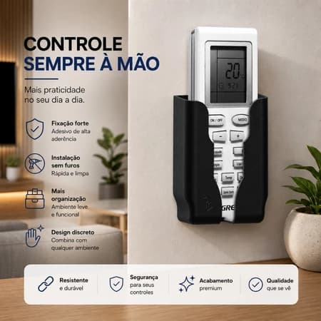 Suporte De Parede Porta Controle Remoto Universal Ar Tv Ventilador