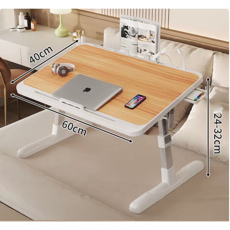 Mesa Para Notebook Dobrável Regulável Com Gaveta Multifuncional com Altura Ajustável