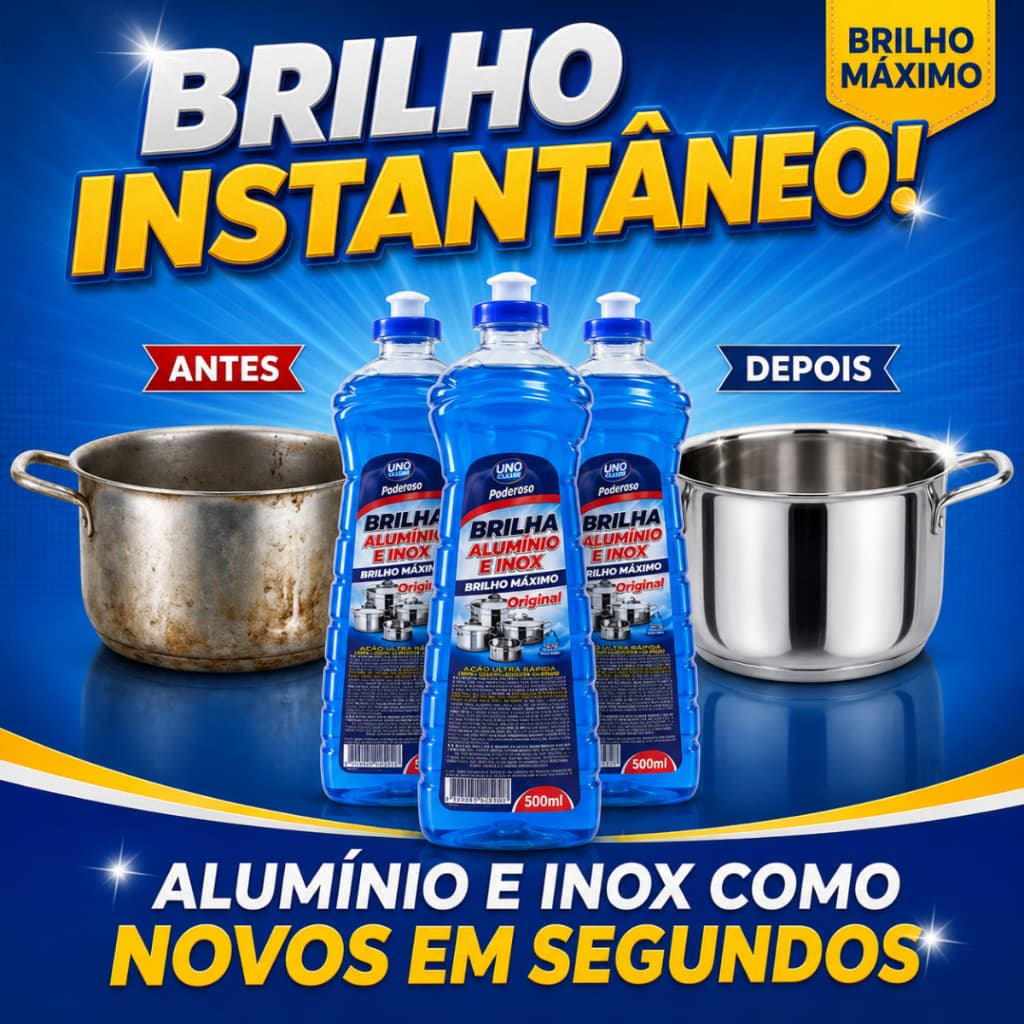 Kit Limpa Alumínio Inox Pro Vita 500ml Alto Brilho Panelas Fogão Utensílios Remove Crostas Manchas Gordura