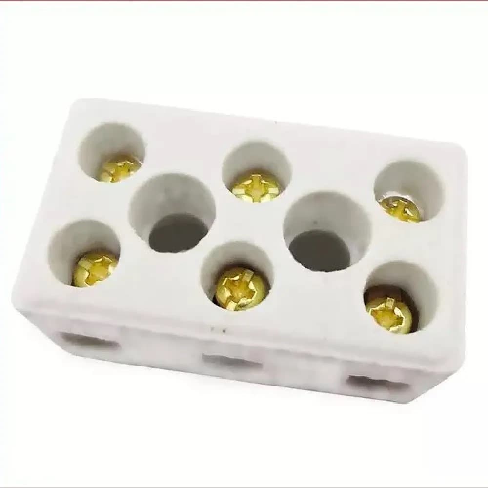 Conector de Porcelana para Condutor de 3P 10mm 30A 600V Chuveiro Elétrico