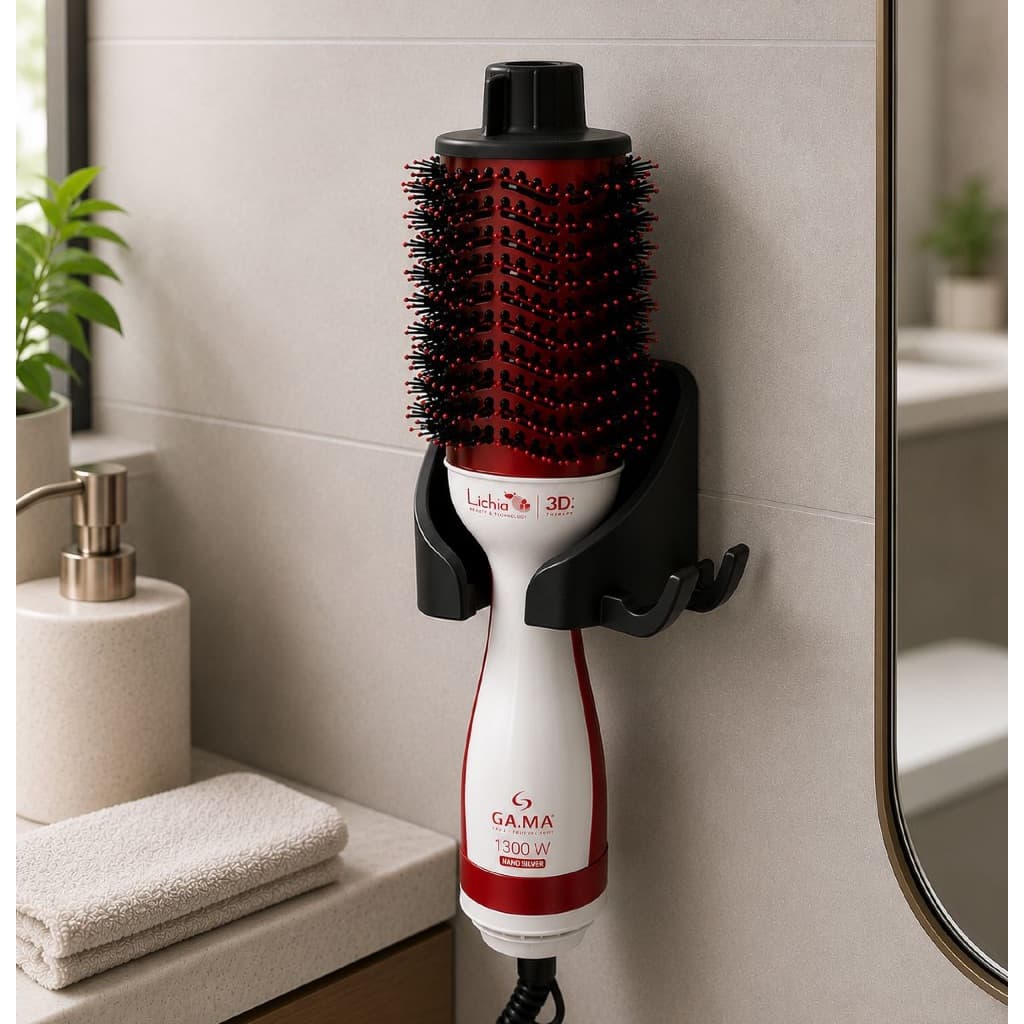Suporte SECADOR de CABELO e ESCOVA Secadora Sem Furar a Parede Organizador para Banheiro Decoração Casa Hospedagem