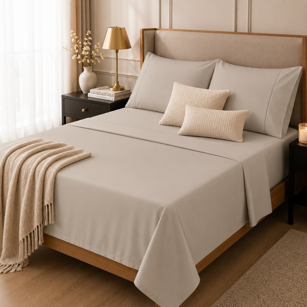 Jogo de Cama Casal King 4 Peças 600 Fios Toque Macio Lençol King Com Elástico Fronhas Alta Qualidade