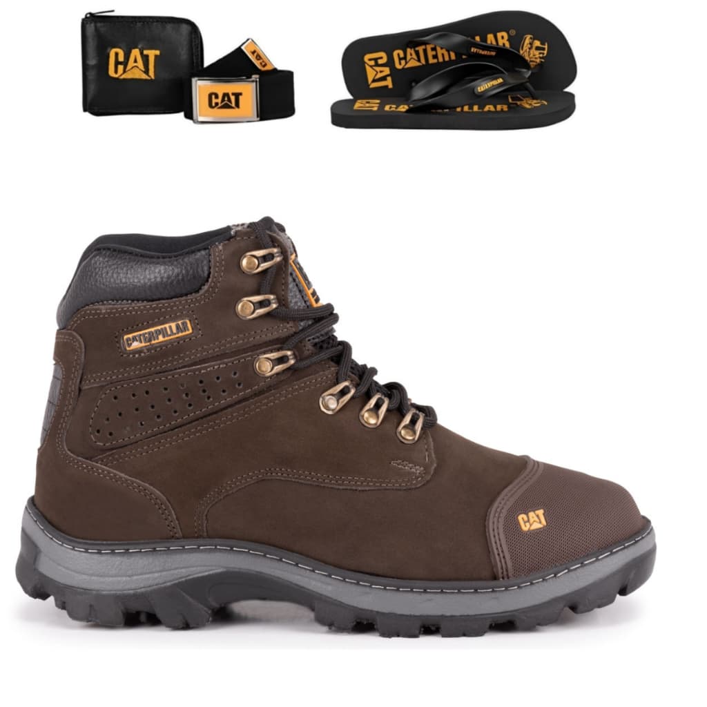 Bota Coturno Masculino Adventure Solado Tratorado De Couro Impermeável + Kit Completo