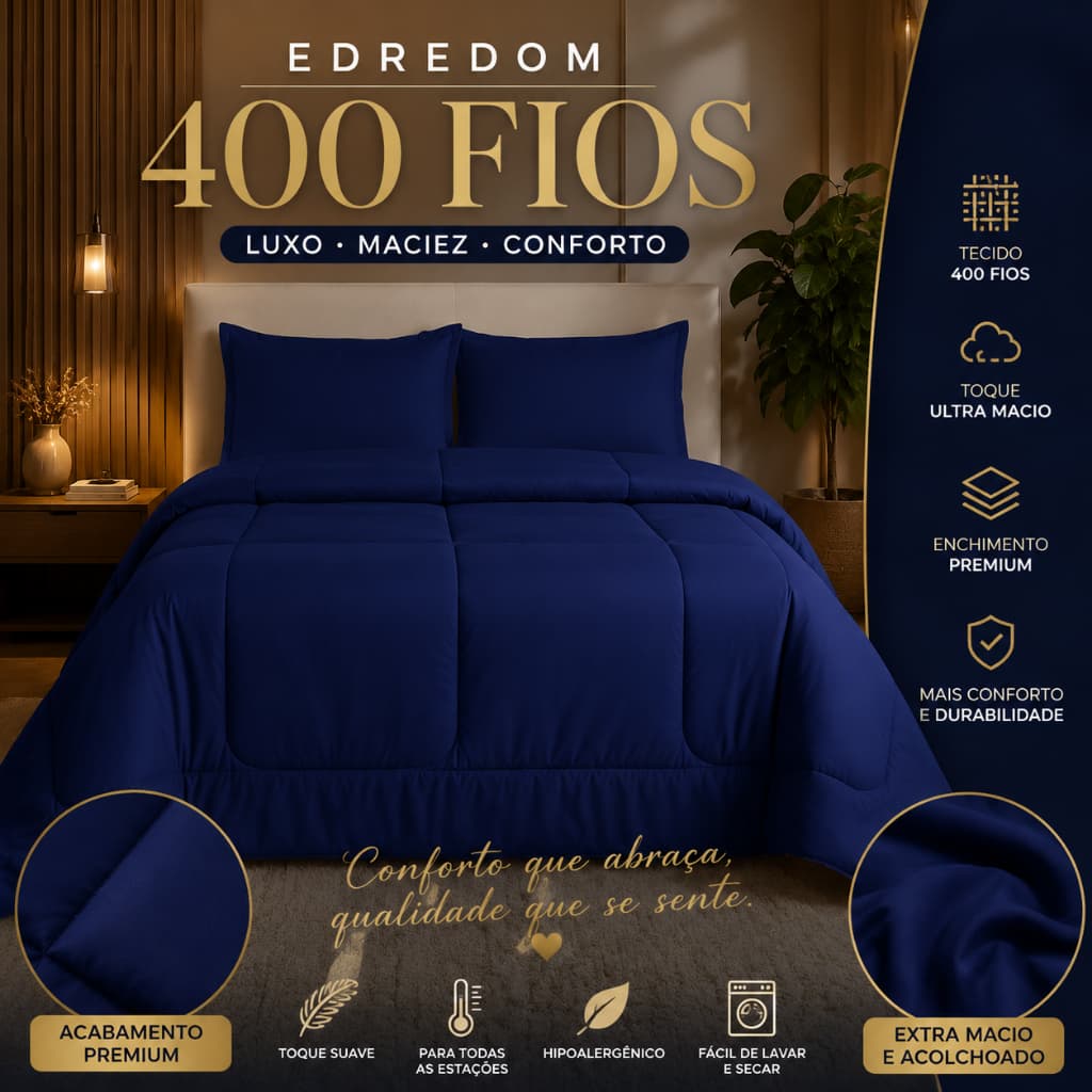 Edredom 400 Fios Grosso Super Casal Hotel Solteiro Casal Queen King Antialérgico Para Inverno