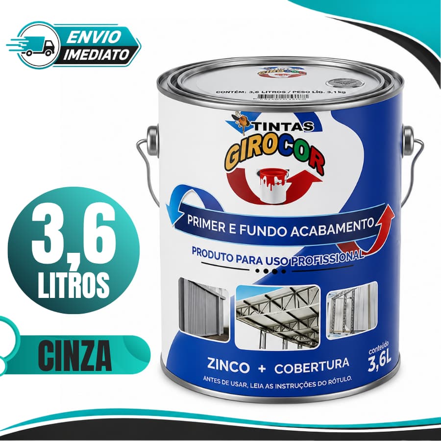 Zarcão Primer 3,6 Litros Fundo Preparador Linha Premium Cinza Médio