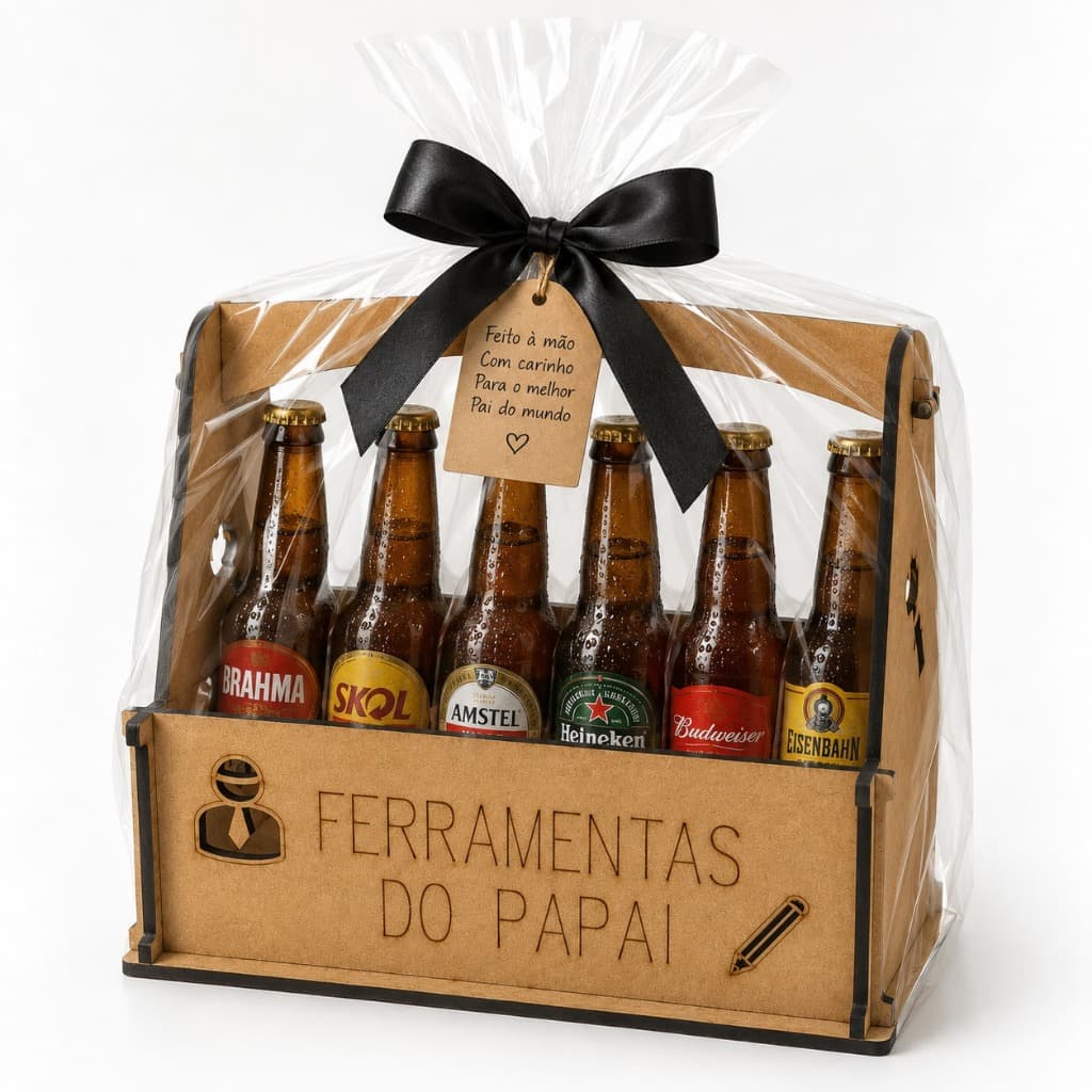 Caixa De Ferramentas Presente de Dia dos Pais Cesto Organizador Ferramentas do Papai em MDF