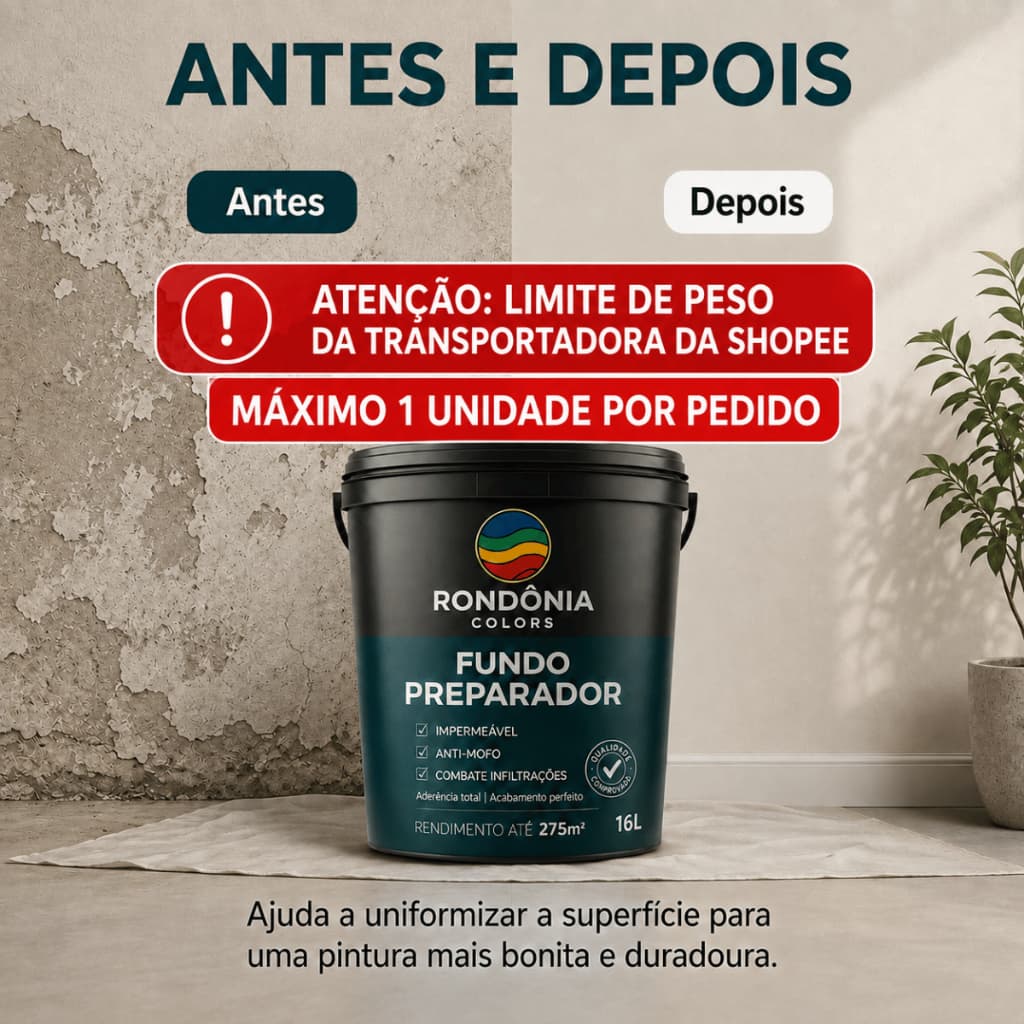 Fundo Preparador 3,6L 16L Selador Base Água Residencial Lavanderia Secagem Rápida Alto Rendimento