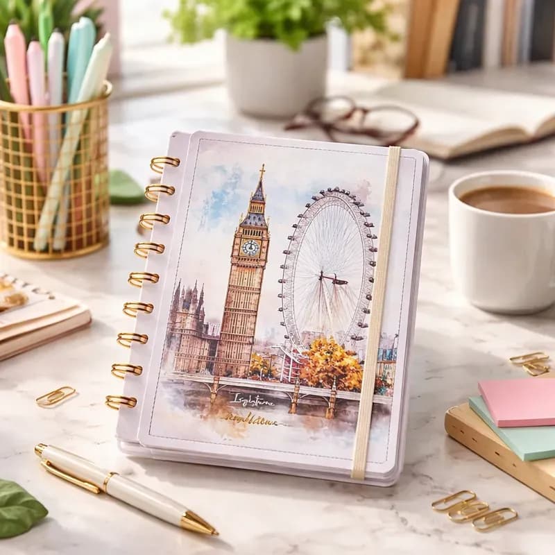 Caderno Disko Inglaterra Médio M Capa Dura Disco Reposicionável