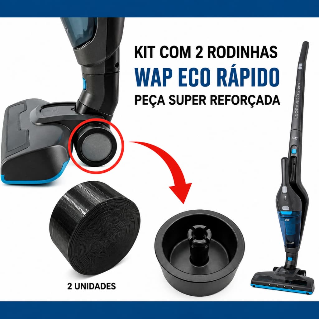 Kit 2 Rodinhas Compatível Com Eco Aspirador De Pó Wap Ecorapido