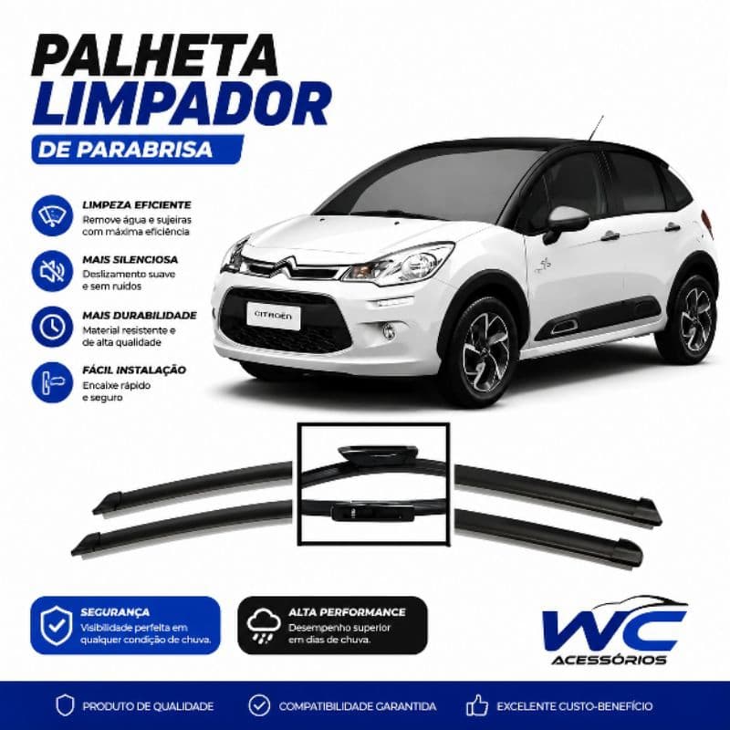 Jogo de Palheta limpador de parabrisa dianteiro do Citroen C3 novo ano 2012 até 2025